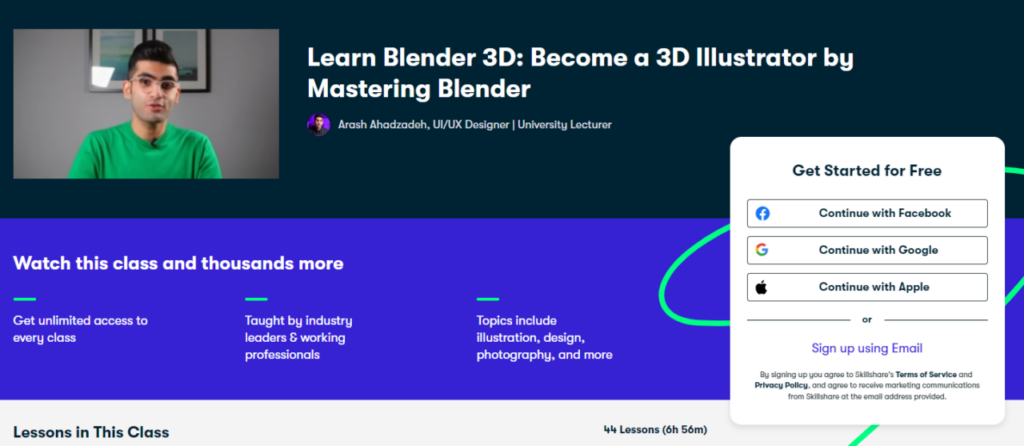블렌더 온라인 강좌 - Learn Blender 3D: Become a 3D Illustrator by Mastering Blender (Skillshare)